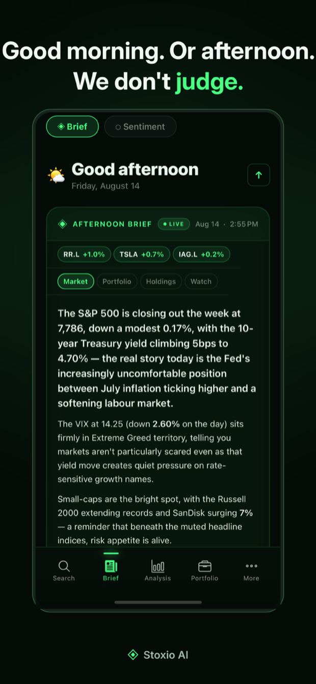 Personalised morning brief with portfolio context